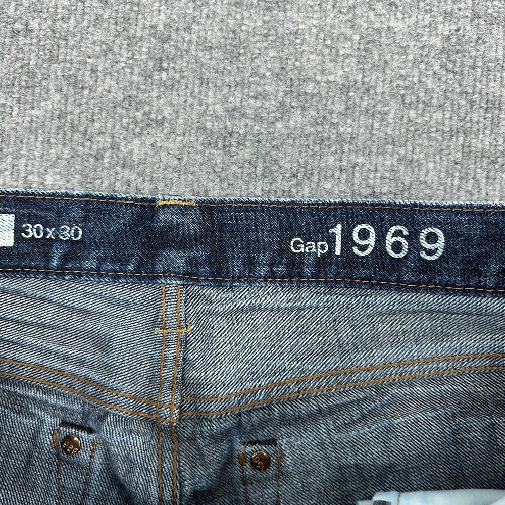 Gap 1969 Jeans Mens 30x30 (Fits 32x30) Selvedge Denim Straight Dark Honeycomb - Picture 9 of 14